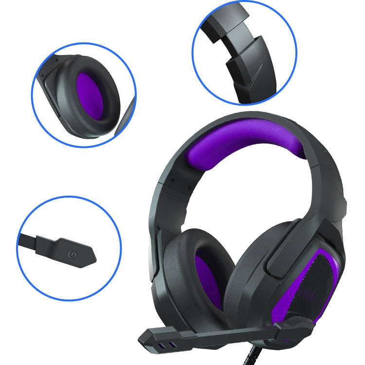 Anivia MH602 3.5mm Wired Gaming Headset with Microphone(Black Purple)