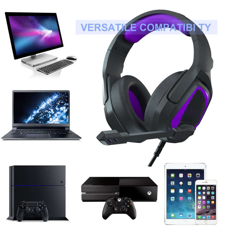 Anivia MH602 3.5mm Wired Gaming Headset with Microphone(Black Purple)