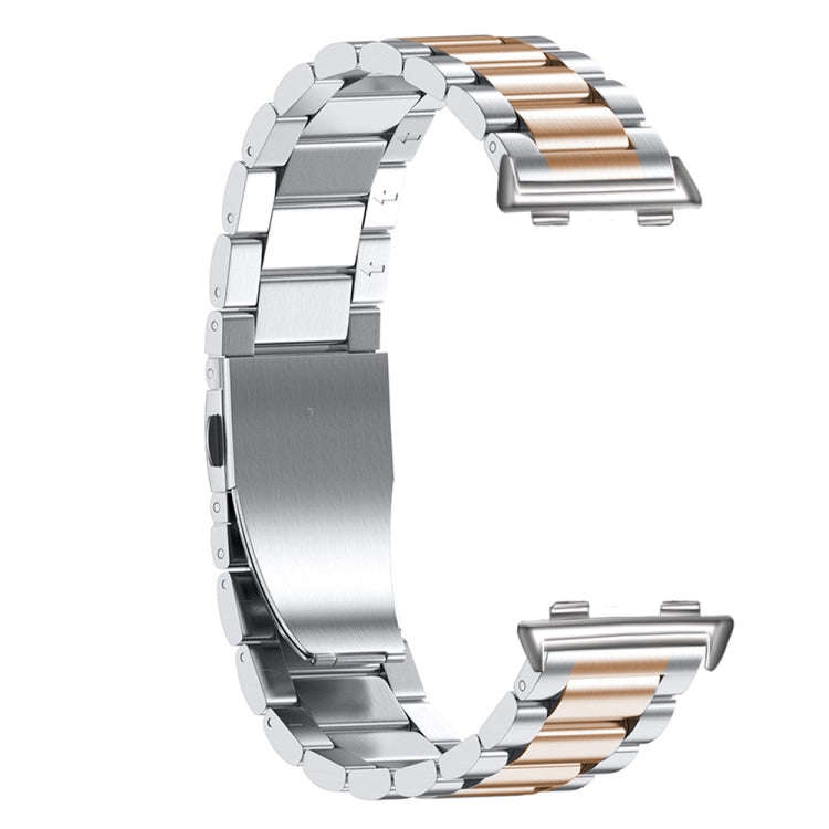 For OPPO Watch 41mm Three-beads Steel Watch Band(Silver Rose Gold)