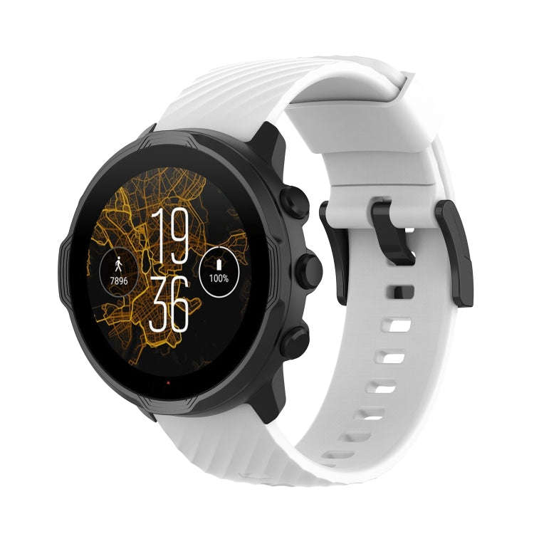 For Suunto 7 24mm Solid Color Silicone Watch Band(White)