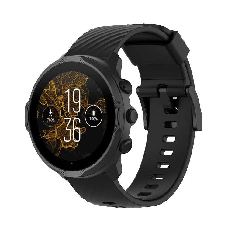 For Suunto 7 24mm Solid Color Silicone Watch Band(Black)