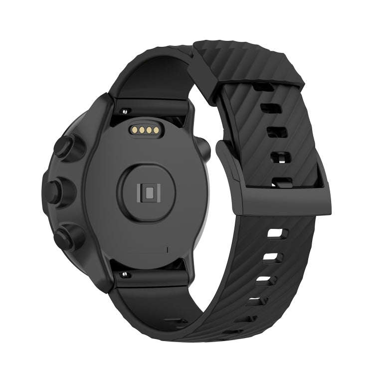 For Suunto 7 24mm Solid Color Silicone Watch Band(Black)