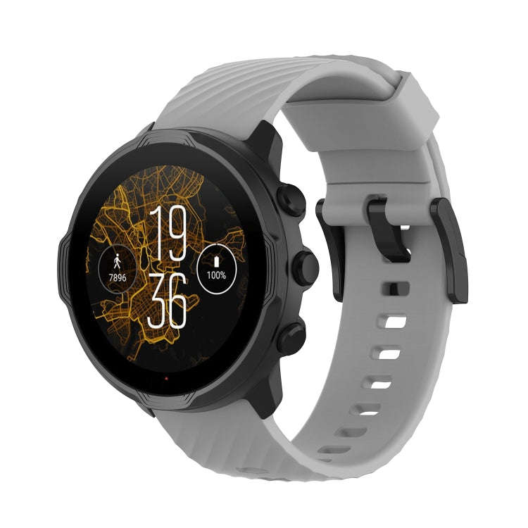 For Suunto 7 24mm Solid Color Silicone Watch Band(Grey)