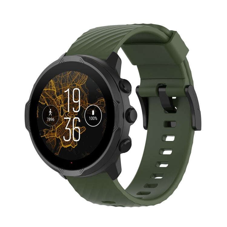 For Suunto 7 24mm Solid Color Silicone Watch Band(Army Green)