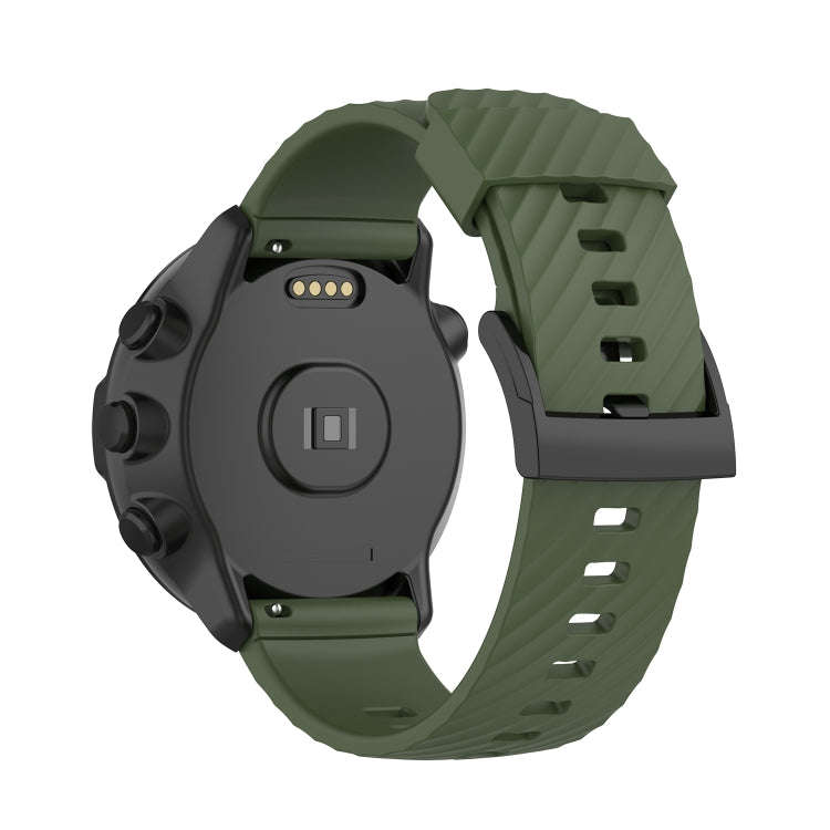For Suunto 7 24mm Solid Color Silicone Watch Band(Army Green)