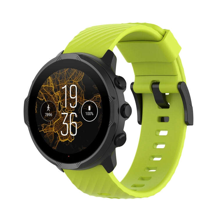 For Suunto 7 24mm Solid Color Silicone Watch Band(Lime Green)