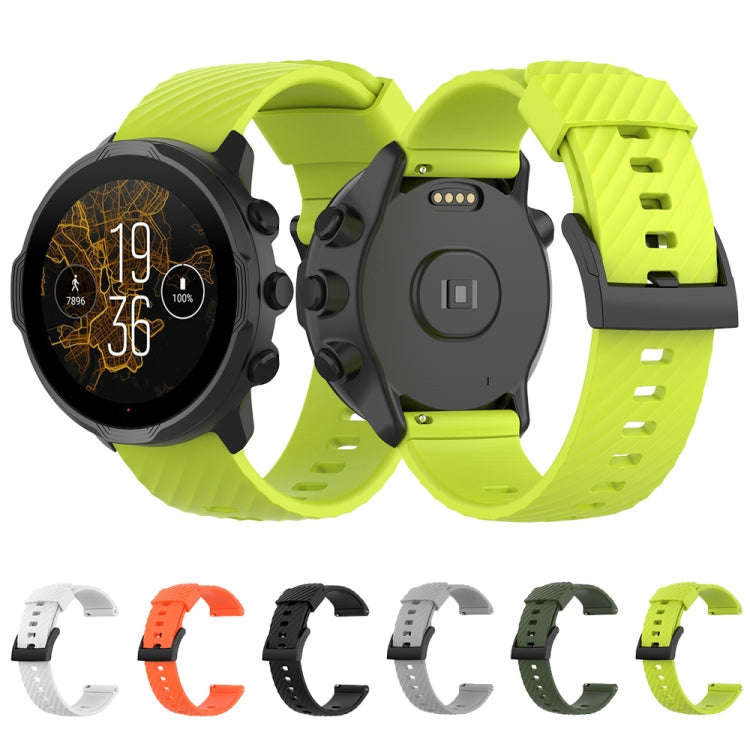 For Suunto 7 24mm Solid Color Silicone Watch Band(Army Green)