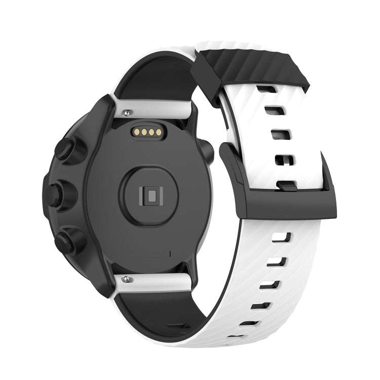 For Suunto 7 24mm Two-color Silicone Watch Band(White Black)