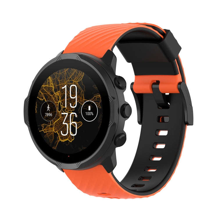 For Suunto 7 24mm Two-color Silicone Watch Band(Orange Black)