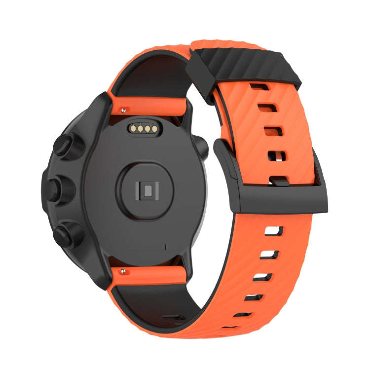 For Suunto 7 24mm Two-color Silicone Watch Band(Orange Black)