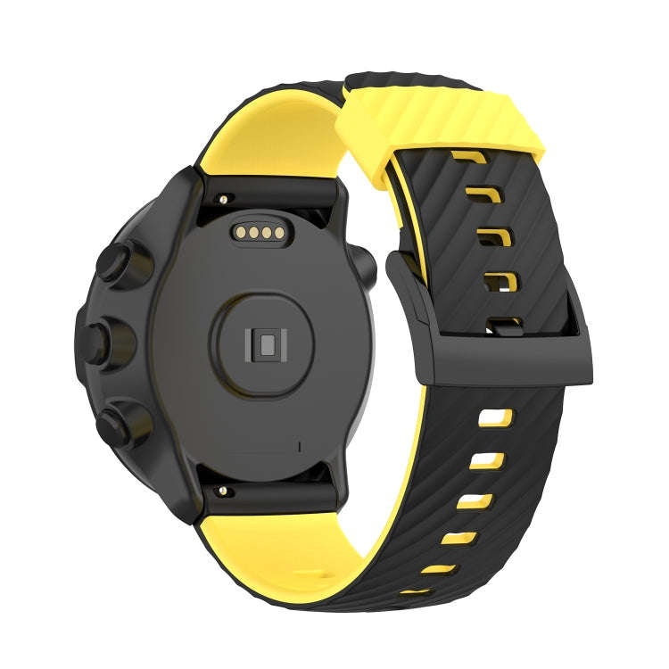 For Suunto 7 24mm Two-color Silicone Watch Band(Black Yellow)