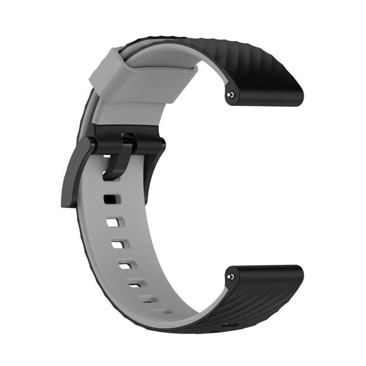 For Suunto 7 24mm Two-color Silicone Watch Band(Black Grey)