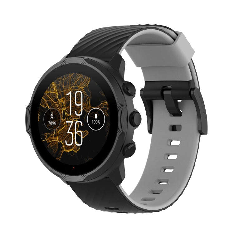 For Suunto 7 24mm Two-color Silicone Watch Band(Black Grey)