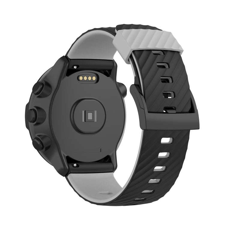 For Suunto 7 24mm Two-color Silicone Watch Band(Black Grey)