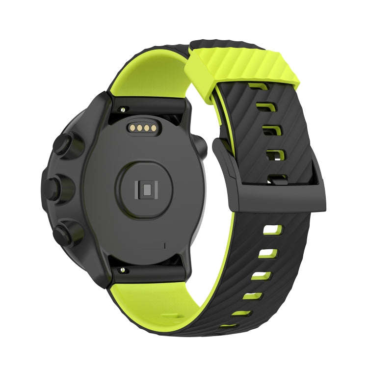 For Suunto 7 24mm Two-color Silicone Watch Band(Black Lime Green)