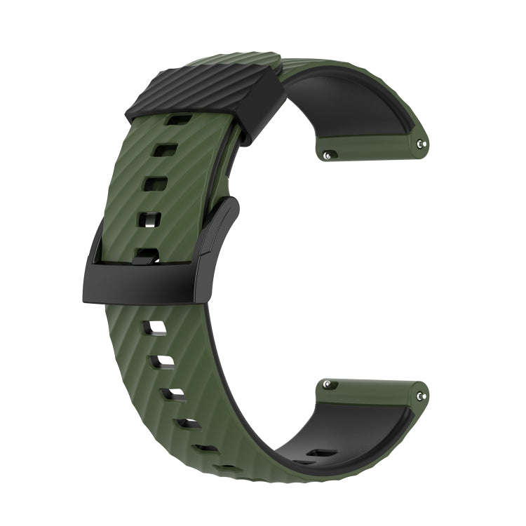 For Suunto 7 24mm Two-color Silicone Watch Band(Army Green Black)