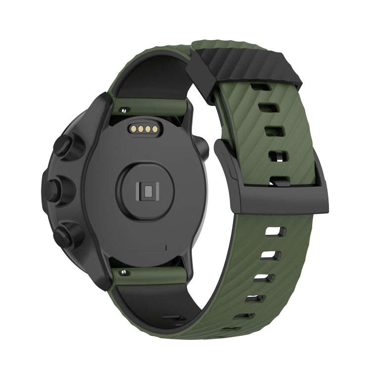 For Suunto 7 24mm Two-color Silicone Watch Band(Army Green Black)