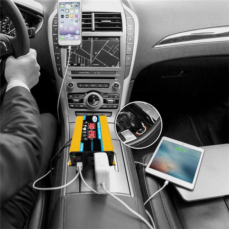 Tang II Generation 12V to 110V 4000W Modified Square Wave Car Power Inverter(Yellow)