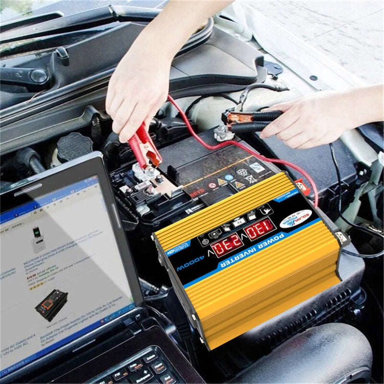 Tang II Generation 12V to 220V 4000W Modified Square Wave Car Power Inverter(Yellow)