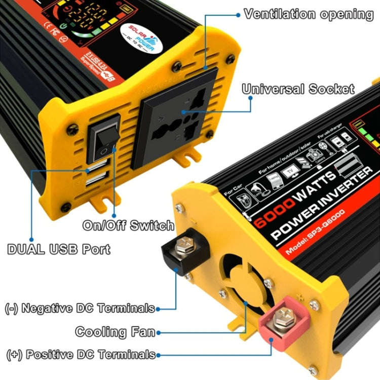 Legend III Generation DC12V to AC110V 6000W Modified Square Wave Car Power Inverter with LED Disp...