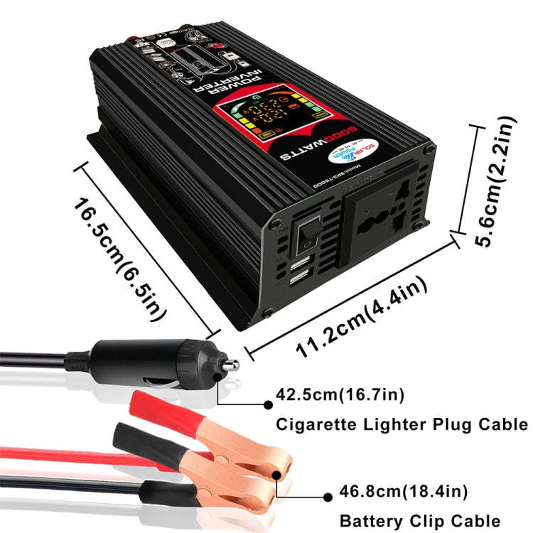 Tang III Generation 12V to 220V 6000W Modified Square Wave Car Power Inverter with LCD Display & ...