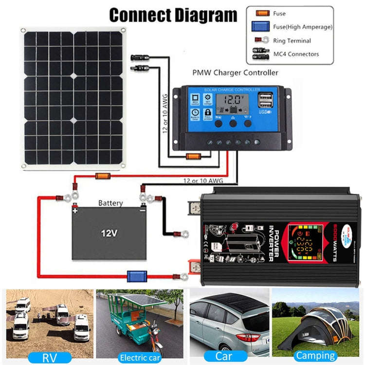 Tang III Generation 12V to 220V 6000W Modified Square Wave Car Power Inverter with LCD Display & ...
