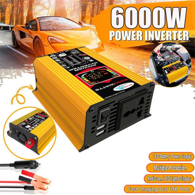 Tang III Generation 12V to 110V 6000W Modified Square Wave Car Power Inverter with LCD Display & ...