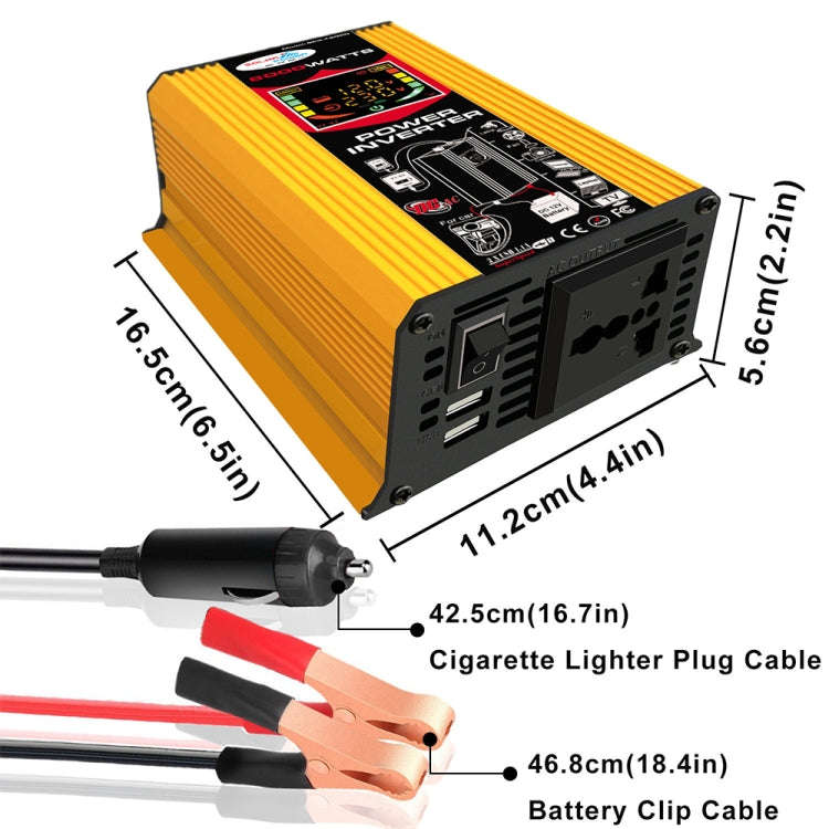 Tang III Generation 12V to 110V 6000W Modified Square Wave Car Power Inverter with LCD Display & ...