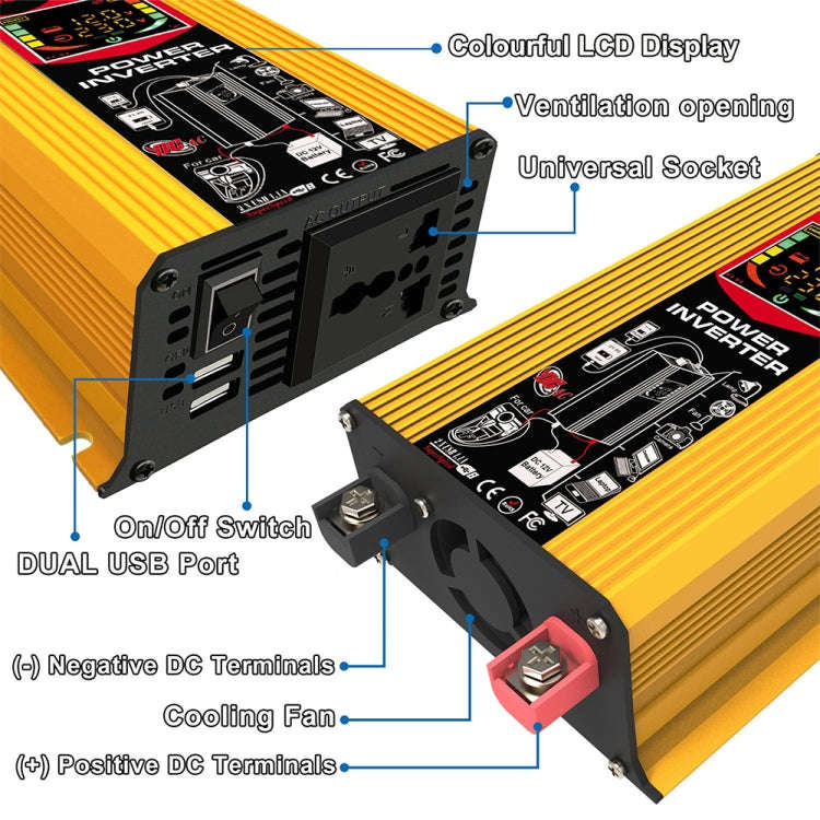 Tang III Generation 12V to 110V 6000W Modified Square Wave Car Power Inverter with LCD Display & ...