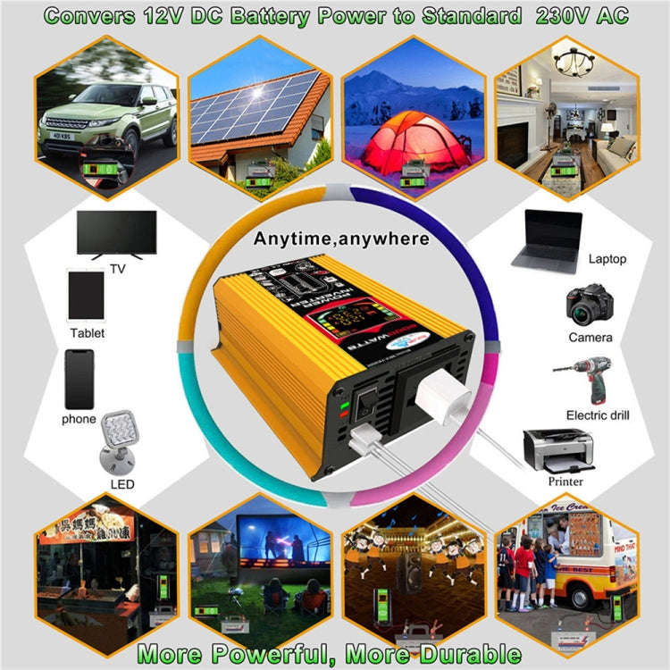 Tang III Generation 12V to 110V 6000W Modified Square Wave Car Power Inverter with LCD Display & ...