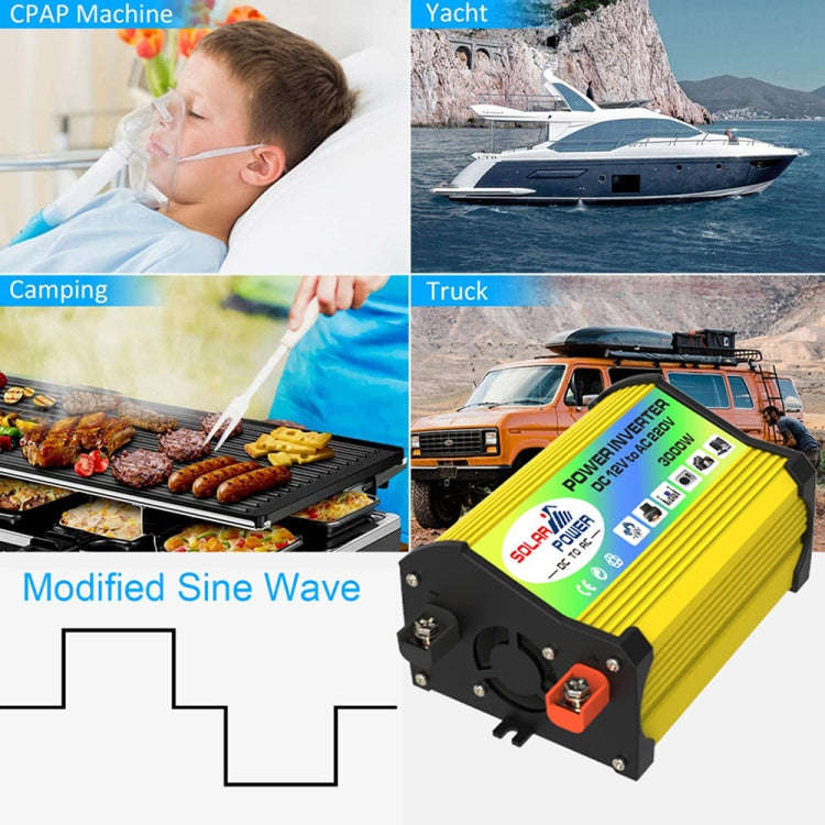 Legend I Generation DC12V to AC220V 3000W Modified Square Wave Car Power Inverter(Yellow)