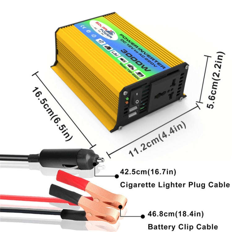 Tang I Generation 12V to 110V 3000W Modified Square Wave Intelligent Car Power Inverter with Dual...