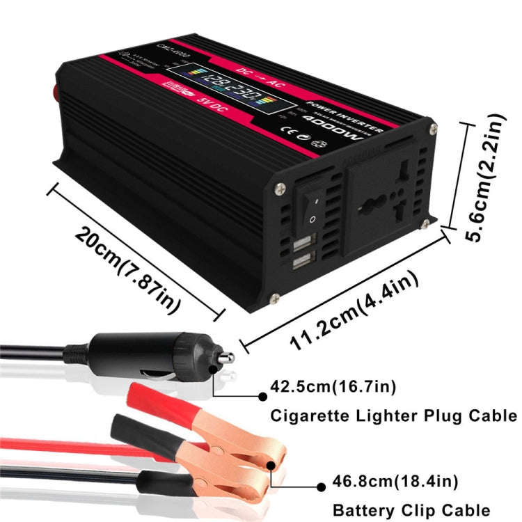 Zhizun Modified Sinewave 12V to 220V 4000W Car Power Inverter(Black)