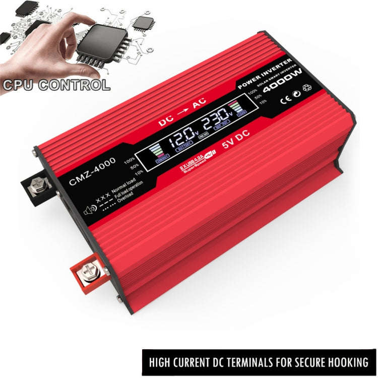 Zhizun Modified Sinewave 12V to 220V 4000W Car Power Inverter(Red)