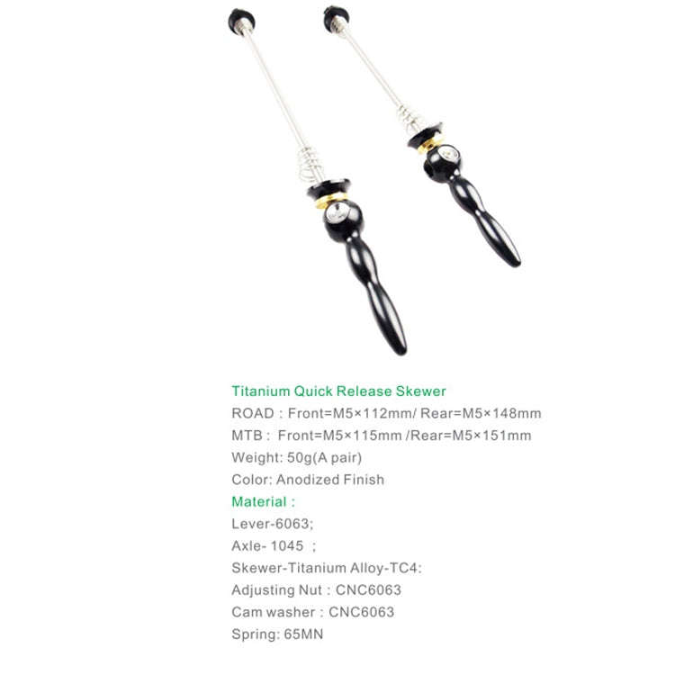BIKERSAY Bicycle Skewers Quick Release Titanium Axle QR Wheel Hub Skewer For Road Bicycle, Model:...