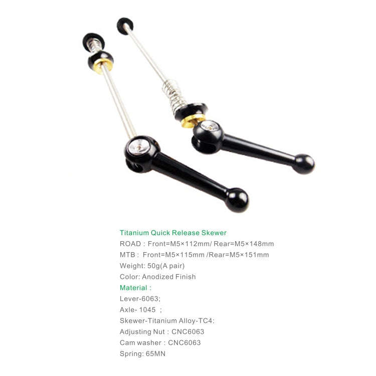 BIKERSAY Bicycle Skewers Quick Release Titanium Axle QR Wheel Hub Skewer For Road Bicycle, Model:...