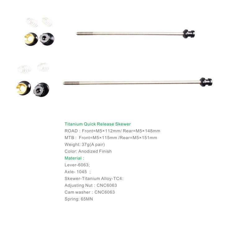 BIKERSAY Bicycle Skewers Quick Release Titanium Axle QR Wheel Hub Skewer For MTB Bicycle, Model:Q...