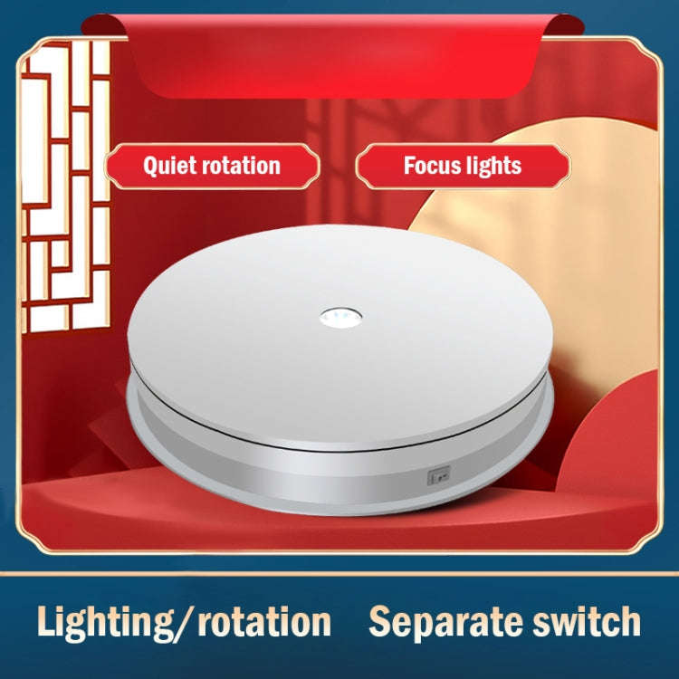 30cm Electric Rotating Turntable Display Stand  LED Light Video Shooting Props Turntable, Power P...