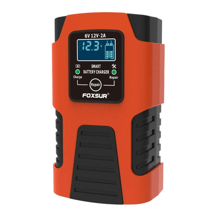 FOXSUR 2A / 6V / 12V Car / Motorcycle 3-stage Full Smart Battery Charger, Plug Type:EU Plug(Red)