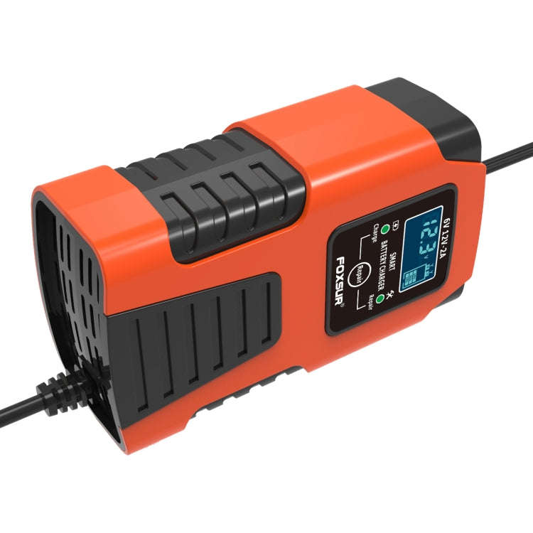 FOXSUR 2A / 6V / 12V Car / Motorcycle 3-stage Full Smart Battery Charger, Plug Type:EU Plug(Red)