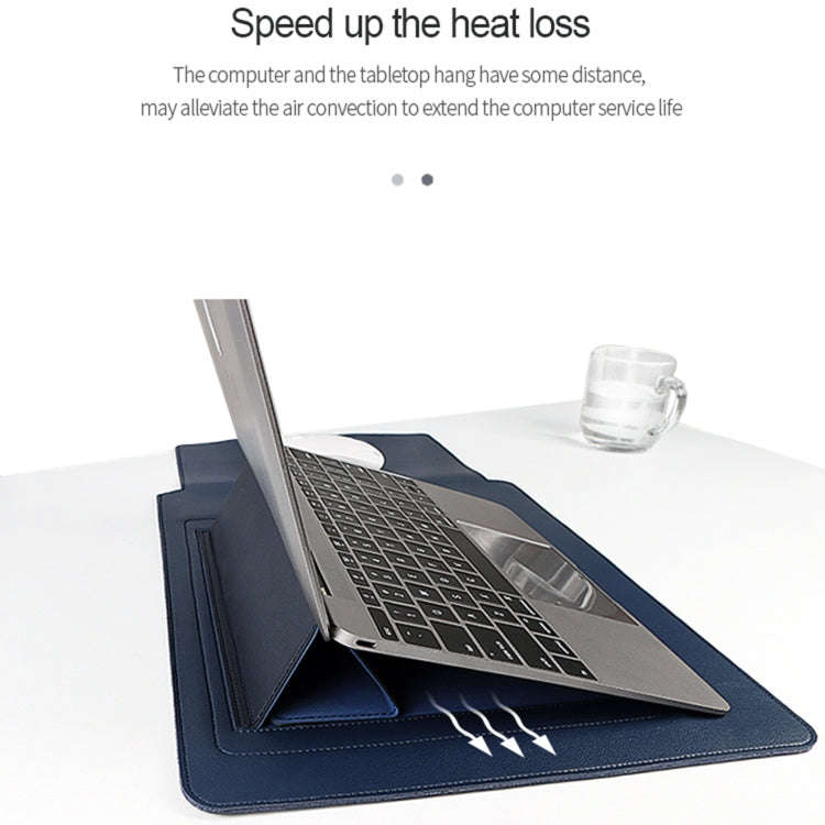 PU06 3 in 1 PU Multifunctional Laptop Bag, Size:14.1-15.4 inch(Sapphire Blue)
