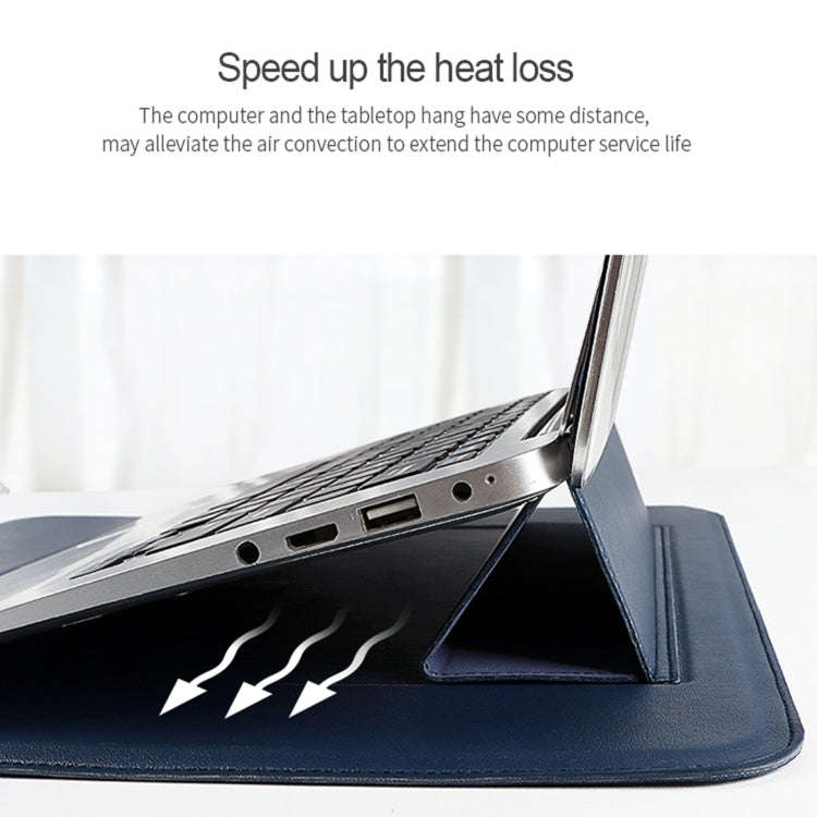PU08 Multifunctional Notebook PU Liner Bag, Size:14.1-15.4 inch(Royal Blue)
