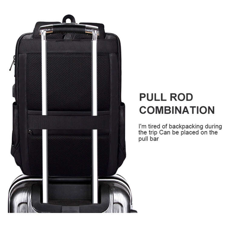 SJ01 Business Casual Computer Backpack with USB Charging Port, Size:13-15 inch Universal(Black)