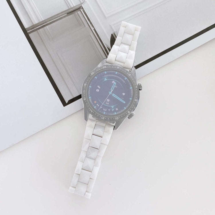 20mm Universal Rhombic Grid Ceramics Watch Band(White)