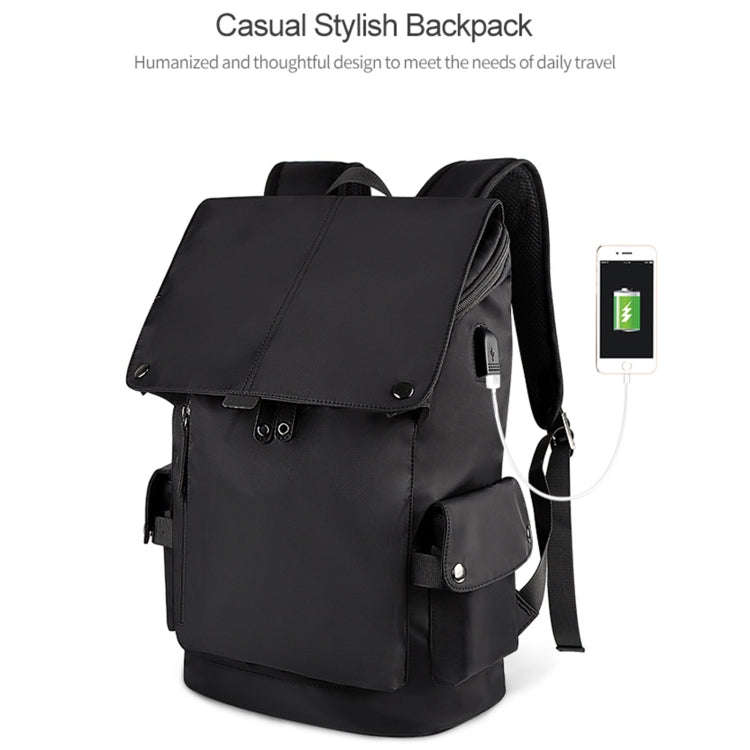 SJ02 13-15.6 inch Universal Large-capacity Laptop Backpack with USB Charging Port(Wine Red)