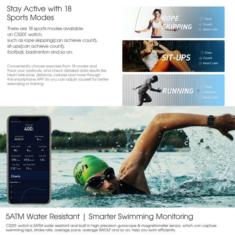 CS201 1.3 inch TFT Color Screen IP68 Waterproof Sport Smart Watch, Support Sleep Monitoring / Hea...