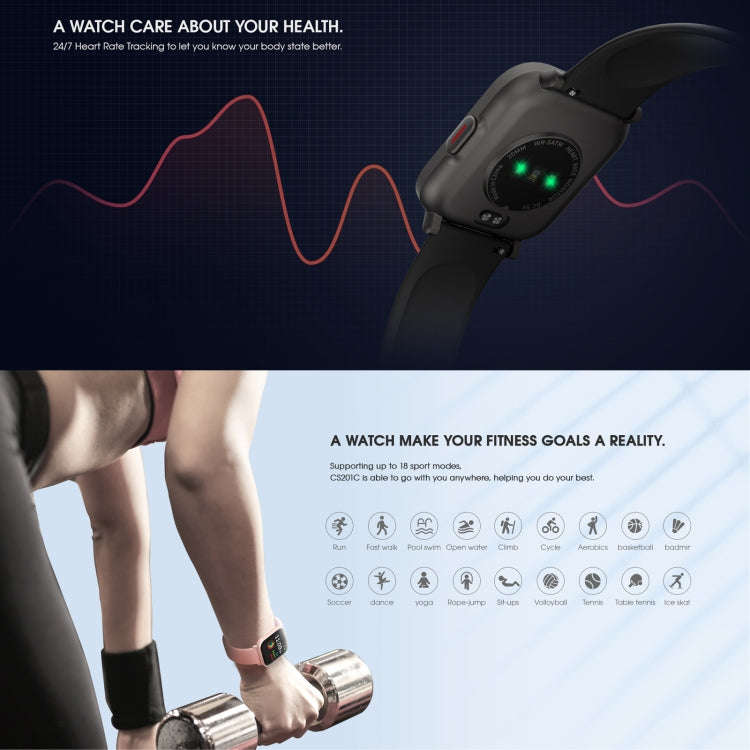CS201C 1.3 inch IPS Color Screen 5ATM Waterproof Sport Smart Watch, Support Sleep Monitoring / He...