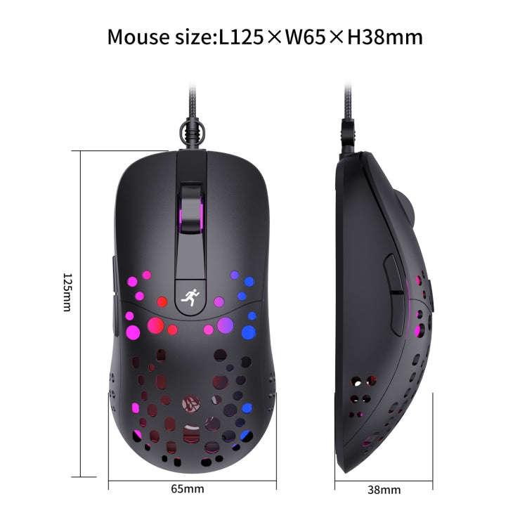 HXSJ A904 RGB Light Macro Programming Mechanical Gaming Wired Mouse(Black)