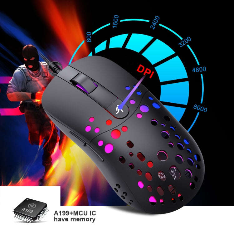 HXSJ A904 RGB Light Macro Programming Mechanical Gaming Wired Mouse(Black)