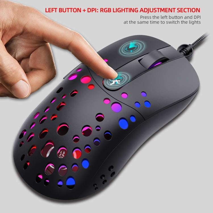 HXSJ A904 RGB Light Macro Programming Mechanical Gaming Wired Mouse(Black)